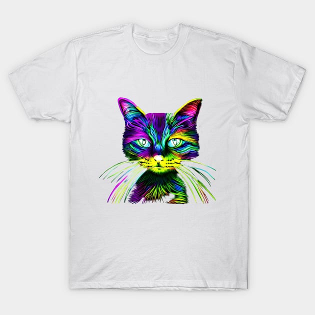 Cat Eyes Are Always Watching - Playful Colorful Cat T-Shirt by 1FunLife